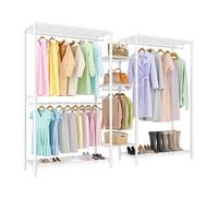 GarveeLife Open Clothes Rack, Up to 740 kg, Freestanding Clothes Rail, Sturdy Wardrobe with Height-Adjustable Shelves, Hanger for Bedroom and Hallway, 225 x 45 x 180 cm