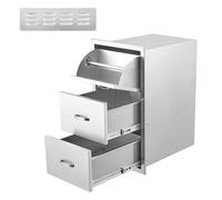 GarveeLife Outdoor Kitchen Drawers - Stainless Steel Flush Mount Triple Access BBQ Drawers, with Divider, Venting Panel for BBQ Island Patio Grill Station,17W x21Dx 30H inch