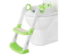 GarveeLife Potty Training Seat with Step for Toddlers As a Potty Training Toilet Anti-Slip Safe Pads Adjustable Height Legs Ladder Stool Gray