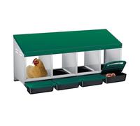 GarveeLife Rollaway Chicken Nesting Box - 4-Compartment Galvanized Metal Hen Laying Nest with Pull-Out Tray, Waterproof & Ventilated Roof, Easy Clean, Wall or Floor Mount - Green, Four Grids