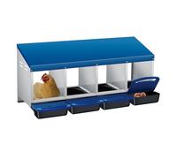 GarveeLife Rollaway Chicken Nesting Box - 4-Compartment Metal Laying Nest with Pull-Out Egg Tray, Waterproof Ventilated Roof, Easy Clean, Wall Mounted or Floor Use - Blue, Four Grids