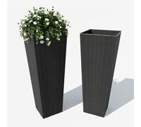 GarveeLife Set of 2 Tall Planters (82cm), Extra Large Tapered Square Plant Pots with Drainage Holes, Indoor and Outdoor Flower Pots for Garden, Patio and Front Door, White