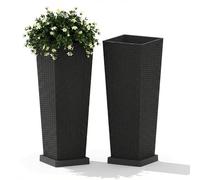 GarveeLife Set of 2 Tall Planters (82cm), Extra Large Tapered Square Plant Pots with Drainage Holes, Indoor and Outdoor Flower Pots for Garden, Patio and Front Door, White