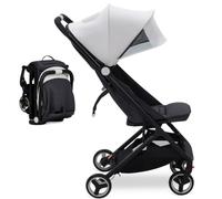 GarveeLife Ultra Compact Fold Stroller, Travel Stroller Cabin Approved | Lightweight Compact, Pushchair for 15kg-22kg Baby & Toddler, One-Hand Fold Airline Friendly Buggy, Multi-Position Recline