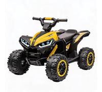 GarveeMore 12V Kids Electric Car with Remote Control, Ride on Car with LED Lights, Wireless Music, USB and Spring Suspension, Battery Powered Electric Car for Boys and Girls, Yellow