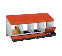 GarveeMore 4 Compartment Roll Away Chicken Nesting Box - Durable Galvanized Steel - Automatic Egg Collection Tray - for Hens in Coop & Backyard Farm - Orange