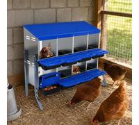 GarveeMore 8-Hole Chicken Nesting Box With Bracket, Roll Away Egg Laying Boxes with Lid, Durable Galvanised Steel Nesting Boxes for Hens, Wall Mount Poultry Supplies & Hen House Equipment, Blue