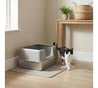 GarveeMore Extra Large Stainless Steel Cat Litter Tray with High Sides, Anti-Tracking Metal Litter Box & Scoop, Splash-Proof Odour Control Open Top Cat Loo for Large Cats (Grey, 60x40x31.5cm)