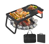 GarveeMore Heavy-Duty Folding Campfire Grill & Griddle - 22.4 x 11.2 Inch Portable BBQ Cooking Grate, Alloy Steel Mesh Rack with 600°c Heat Resistance for Outdoor Camping, Fire Pit & Carry Bag