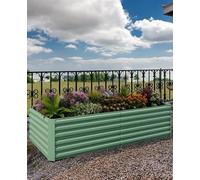 GarveeMore Heavy Duty Galvanized Raised Garden Bed - 6x3x2ft Metal Planter Box - Rust-Resistant, Easy Assembly, Ideal for Outdoor Flowers & Vegetables - Green, 180x90x60cm