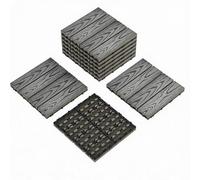GarveeMore Interlinked Composite Deck Tiles, 12x12 in Waterproof Outdoor Flooring - Snap-Together Patio Decking for Balcony/Terrace/Poolside - All-Weather Wood-Look - 9-Pack - Color: Gray - Set: