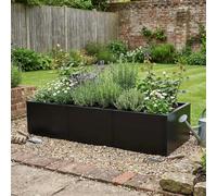 GarveeMore Metal Raised Garden Bed, Large Rectangular with Drainage Base, Heavy Duty Tool-Free Slot-Together Black Steel Planter for Patio Decking, Flowers, Veg & Allotment, 130x46x30 cm