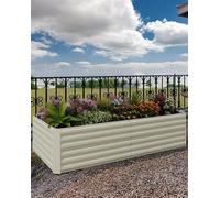 GarveeMore Rust-Resistant Galvanized Raised Garden Bed - 6x3x2ft Metal Planter Box - Deep Root Design, Easy Assembly, Ideal for Outdoor Vegetables, Flowers & Herbs - Beige, 180x90x60cm