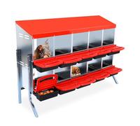 GarveeTech 10Compartment Galvanised Steel Chicken Nesting Box Roll Away Egg