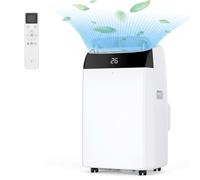 GarveeTech 12000 BTU Portable Air Conditioner, 4-in-1 Mobile AC - Fan, Dehumidifier, Ventilation, Dual Digital Display, 2 Fan Speeds, 24H Timer, Sleep Mode, Remote Control, Window Kit for Home or