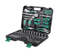 GarveeTech 213-Piece Mechanic Tool Set, SAE & Metric Sockets, Wrenches & Pliers, Green Chrome Vanadium Steel, 18.1” x 8.2” x 3.9” Case