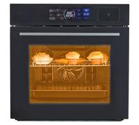 GarveeTech - 24" Electric Single Wall Oven, 2.5 Cubic Feet, 3000W, Air Fry, 8 Baking Modes, Steam & Grill, Large View Window, Colorful LED Display,