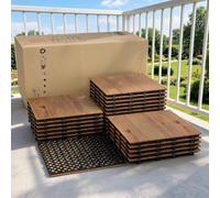 GarveeTech 33PCS Decking Tiles, Interlocking Acacia Wood Deck Tiles