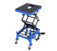 GarveeTech 350 lbs Hydraulic Motorcycle Lift Jack - Foot-Operated Scissor Lift Table with Wide Deck, Safety Lock & Locking Wheels for ATV, Dirt Bike & Motorcycle (13.78"-34.25" Height) - Blue + Black