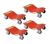 GarveeTech 4-Pack Heavy Duty Car Wheel Dolly Set - 680 kg Capacity Per Skate, 360° Swivel Castors & Locking Brakes, for Vehicle Positioning, Garage, Workshop, Auto Repair, Trucks & ATVs - Orange
