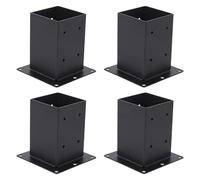 GarveeTech 4 Pcs Post Base Kit 152x152mm, Heavy Duty Fence Post Support Shoes for 4"X4" Timber, Powder Coated Steel Pergola Bracket Kit with Fixings, Bolt Down Post Anchor for Decking, Fencing