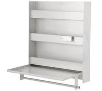 GarveeTech 5052 Aluminium Work Station Storage Cabinet, Flip Up Work Tray with Paper Towel Rack, Trailer Door Cabinet Organizer, for Enclosed Race Trailer Shop Garage Storage, Silver