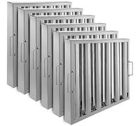 GarveeTech 6-Pack Commercial Hood Filters - 50 x 40 x 5 cm, Grease Baffle Filter Stainless Steel Kitchen Extraction Hood, for Kitchen & Restaurant Exhaust Hood Systems - Silver