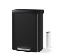 GarveeTech 60L Kitchen Bin, Stainless Steel Pedal Bin with Soft Close Lid, Large 60 Litre Rubbish Bin with Liner Rim, Fingerprint-Proof & Rustproof Waste Bin with Handle for Kitchen, Home, Office -A