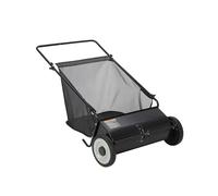 GarveeTech 61cm Push Lawn Sweeper with 100L Collection Bag - Garden Sweeper with 4 Fast Spinning Brushes, Height-Adjustable & Silent Push-Along for Driveway, Patio, Lawn & Artificial Grass - Yellow