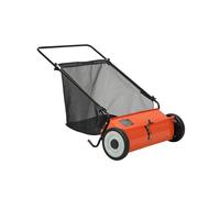 GarveeTech 61cm Push Lawn Sweeper with 100L Collection Bag - Garden Sweeper with 4 Fast Spinning Brushes, Height-Adjustable & Silent Push-Along for Driveway, Patio, Lawn & Artificial Grass - Orange