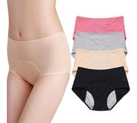 GARWAR Everdries Panties for Women Over 60,Everdries Leakproof Ladies Underwear,High Waist Leakproof Underwear,Everdry Leakproof Panties for Women (4Pcs-c,XXL)