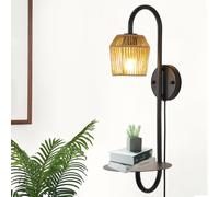 Garwarm 1 Light Plug-in Black Armed Sconce Garwarm Black
