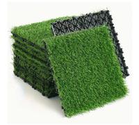 Garwarm Interlocking Artificial Grass Tiles, 12"X12" Artificial Lawn Deck in Green Garwarm Green
