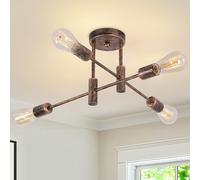 Garwarm Vintage 4-Light Mid Century Semi Flush Mount Ceiling Light Fixture in Bronze Garwarm Bronze