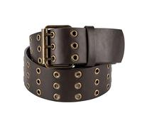 Gary Majdell Sport Men's 2" Genuine Leather Single Loop Dress Belt with Single Prong Metal and Embossed Buckles, 2" Belt Strap Matt Brown Double Grommet Hole - Gun Metal Buckle, 34 (Fits 32" - 34")