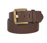 Gary Majdell Sport Men's 2" Genuine Leather Single Loop Dress Belt with Single Prong Metal and Embossed Buckles, 2" Belt Strap Brown Slit Hole- Brass Buckle, 40 (Fits 38" - 40")