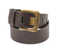 Gary Majdell Sport Men's 2" Genuine Leather Single Loop Dress Belt with Single Prong Metal and Embossed Buckles, 2" Belt Strap Brown Slit Hole - Brass Matte Buckle, 44 (Fits 42" - 44")