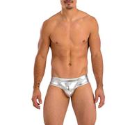 Gary Majdell Sport Men's Cheeky Brief Bikini Swimsuit, Liquid Silver, Medium