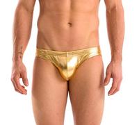 Gary Majdell Sport Sport Mens Liquid Gold Metallic Contour Pouch Bikini Swimsuit Size Large