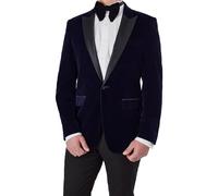 Gary - Men’s Velvet Blazer Classic Smart Casual Tailored Fit Wedding Suit Jacket [BLZ-DINNER-GARY-NAVY-46]