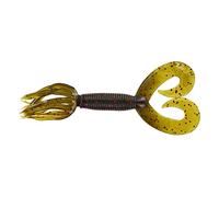 GARY YAMAMOTO 5' Double Tail Hula Grub - Realistic Easy-to-Use Soft Plastic Fishing Lure Bait with Free-Flowing Skirt - 10 Pack, Green Pumpkin with Large Red Flake