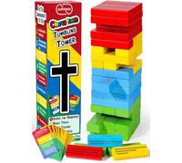 Garybank Bible Stacking Block Games for Kids, 66 Bible Trivia Cards W/ 260+ Biblical Questions, Bible Study Supplies for Youth Group, Sunday School & Family, Christian Gifts