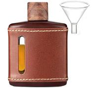 Garybank Handmade Genuine Leather Hip Flasks for Liquor for Men, Fathers Day Flask Gifts Glass Whiskey with Funnel & Wood Lids Leakproof for Hennessy Liquor & Spirits, Premium Gifts Idea(Brown, 200ml)