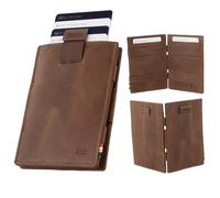 Garzini Magic Wallet with Pull-Tab, Mens Wallet Leather, ID Card Holder RFID Blocking, Slim Wallet for Men for 12 Cards, Brushed Brown