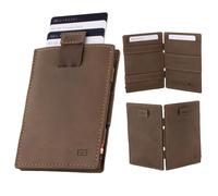 Garzini Magic Wallet with Pull-Tab, Mens Wallet Leather, ID Card Holder RFID Blocking, Slim Wallet for Men for 12 Cards, Java Brown