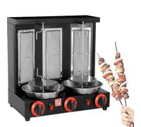 Gas 360 ° Rotating Doner Kebab Grill Machine with 3 Burners - Vertical Grill Machine for Restaurant Home Kitchen Use - Gas Fuel Rotisserie Equipment - Meat Catch Pan - Black