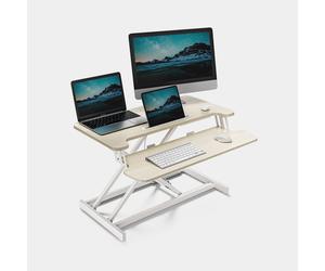 Gas Assisted Sit Stand Rising Workstation - Light Wood