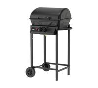 Gas Barbecue 2 Burners 5.5 kW Black with Lid Piezo Igniter Grill Surface 48 x 38 cm Robust Stainless Steel Frame with Shelf Mobile Ideal for Outdoor Cooking Includes Safety Protection