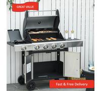 Outsunny Deluxe Gas Barbecue Grill 4+1 Burner Garden BBQ w/ Large Cooking Area | TJ Hughes