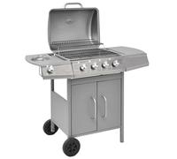 vidaXL Gas Barbecue Grill 4+1 Cooking Zone Silver Outdoor Garden BBQ Portable